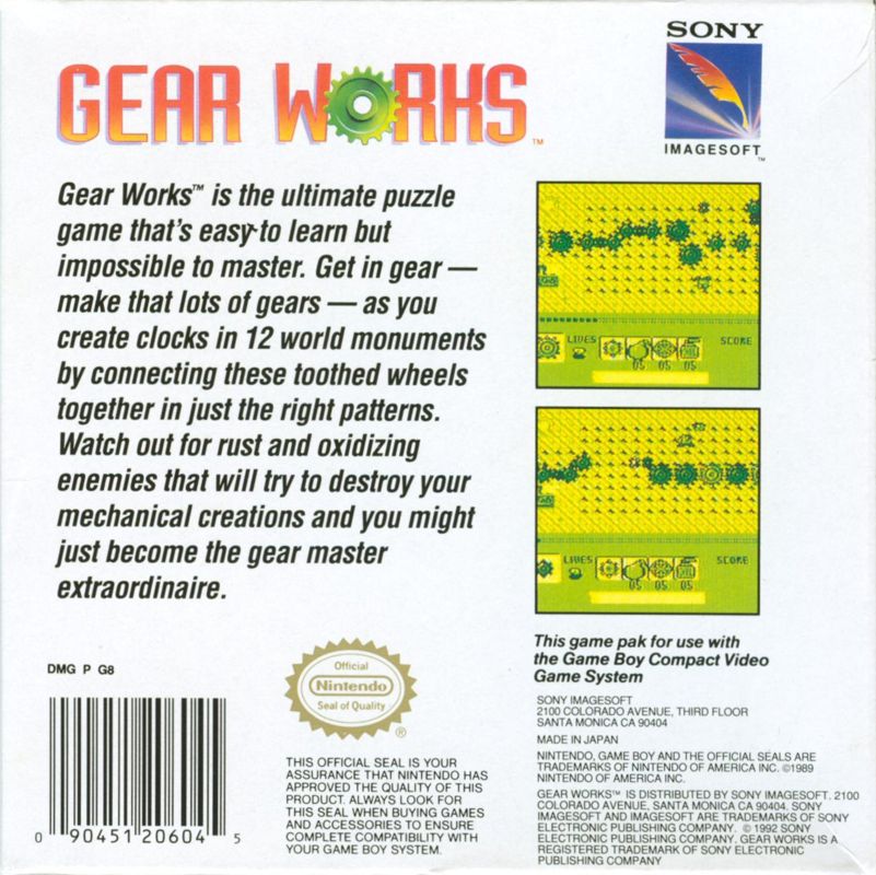 Back Cover for Gear Works (Game Boy)