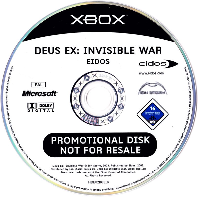 Media for Deus Ex: Invisible War (Xbox)