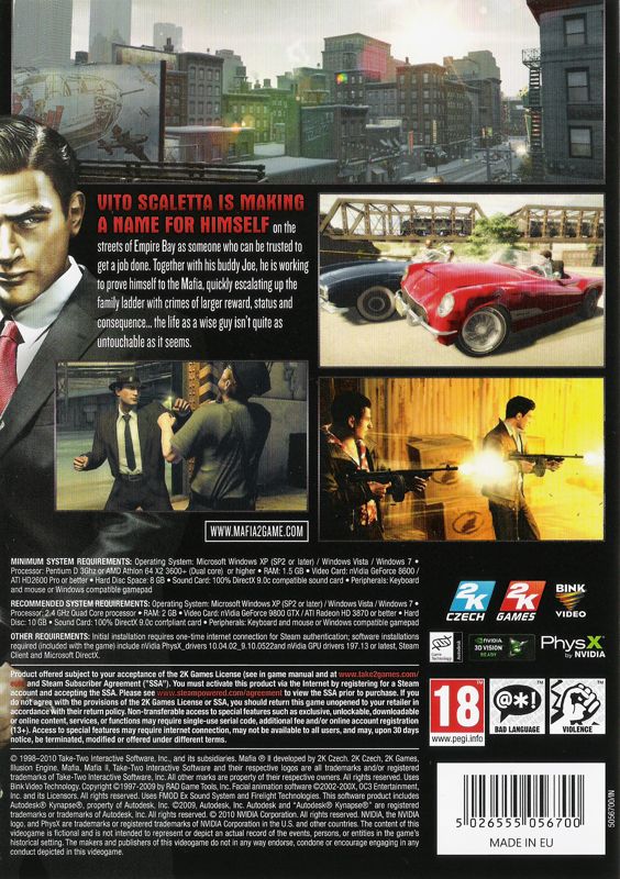Other for Mafia II (Windows): Keep Case - Back