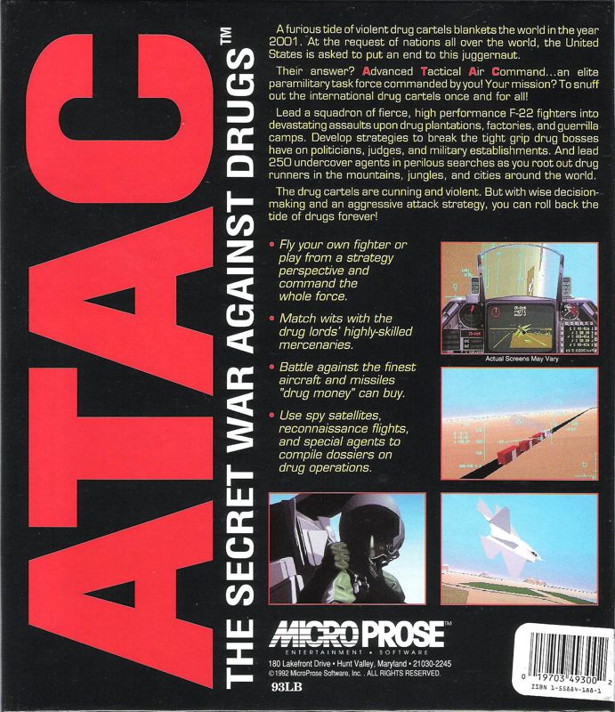 Back Cover for ATAC: The Secret War Against Drugs (DOS)