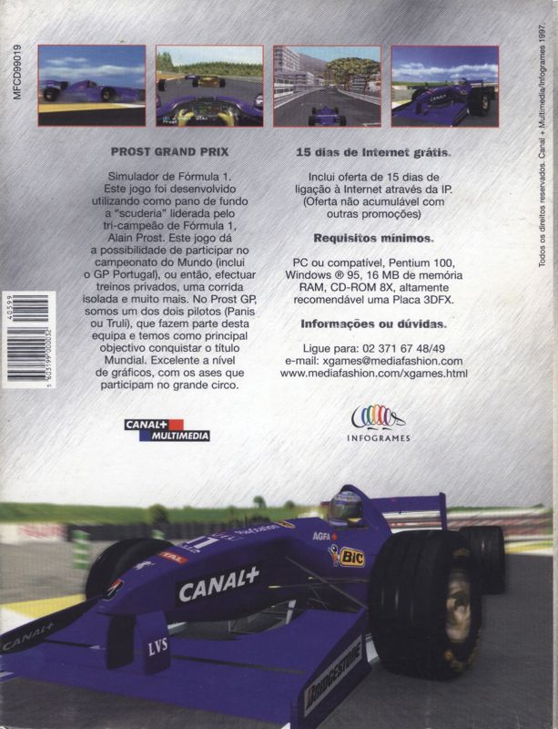 Back Cover for Prost Grand Prix 1998 (DOS) (XGames Mediafashion collection)
