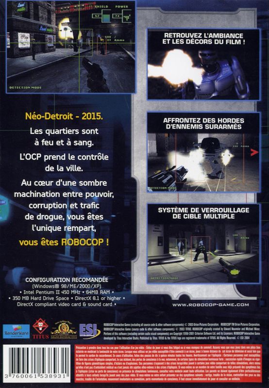 Back Cover for RoboCop (Windows) (Euro Services Internet release (ESI 2004))
