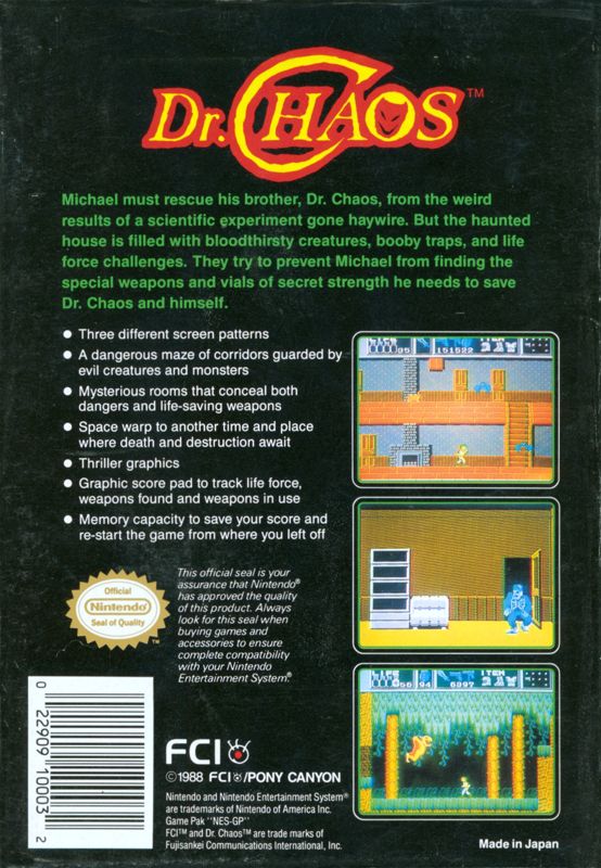 Back Cover for Dr. Chaos (NES)