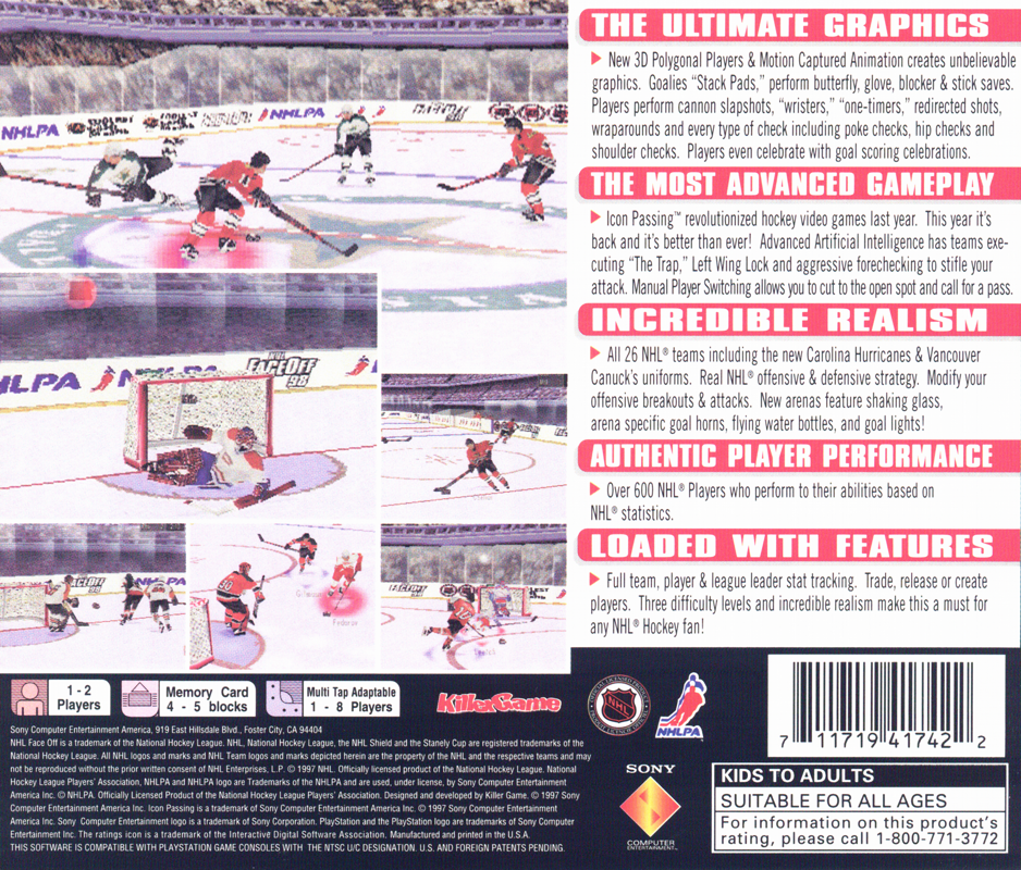 Back Cover for NHL FaceOff '98 (PlayStation)