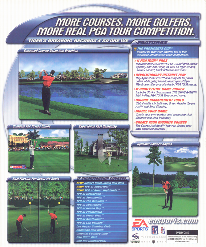 Back Cover for Tiger Woods PGA Tour 2001 (Windows)