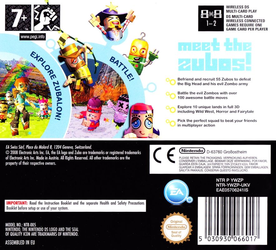 Back Cover for Zubo (Nintendo DS)