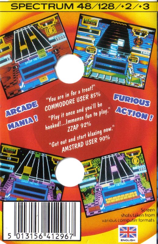Back Cover for Klax (ZX Spectrum) (Hit Squad release)