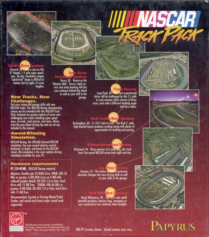 Back Cover for NASCAR: Track Pack (DOS) (CD-ROM Version)