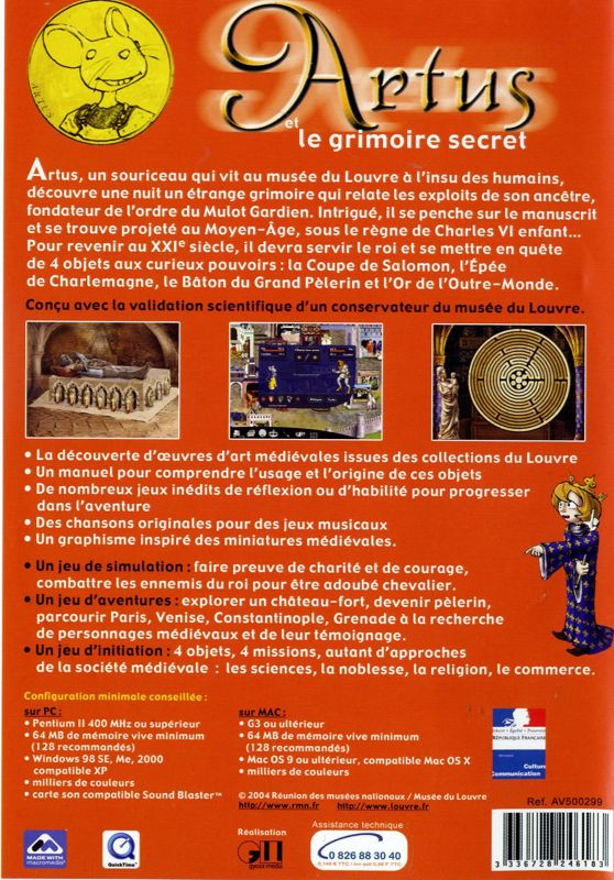 Back Cover for Artus et le grimoire secret (Macintosh and Windows)