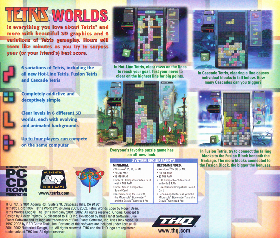 Other for Tetris Worlds (Windows) (Budget release): Jewel Case - Back