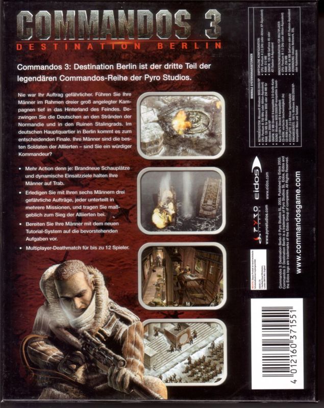 Back Cover for Commandos 3: Destination Berlin (Windows) (Software Pyramide / Classic Edition release)
