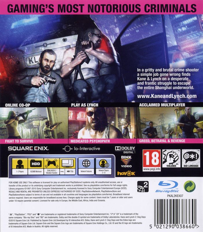 vergeven plakband Hen Kane & Lynch 2: Dog Days cover or packaging material - MobyGames