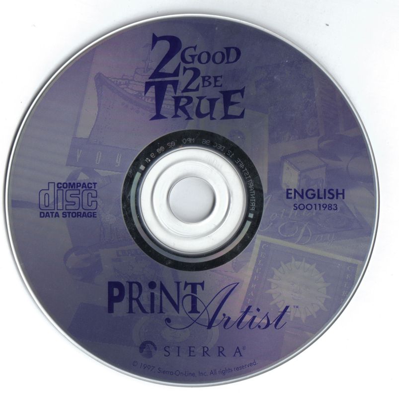 Media for 2 Good 2 Be True: Volume 1 (Windows): Print Artist disc