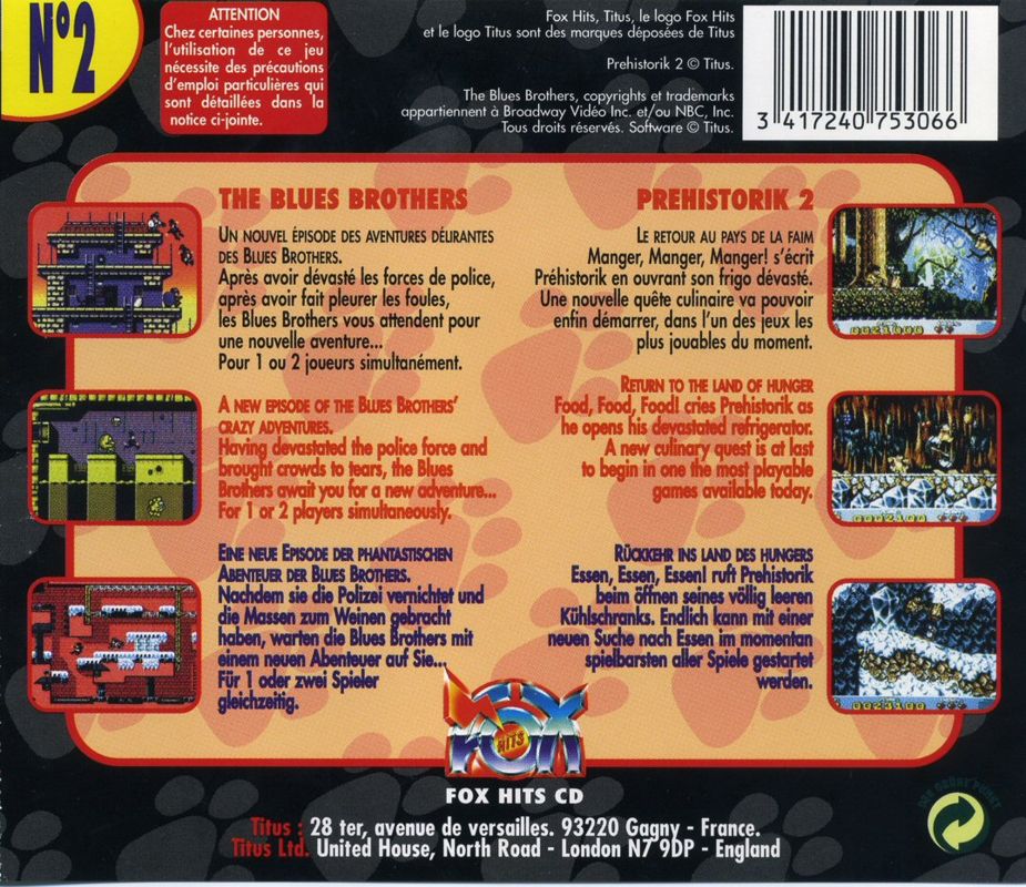 Back Cover for Fox Hits CD N°2 (DOS)