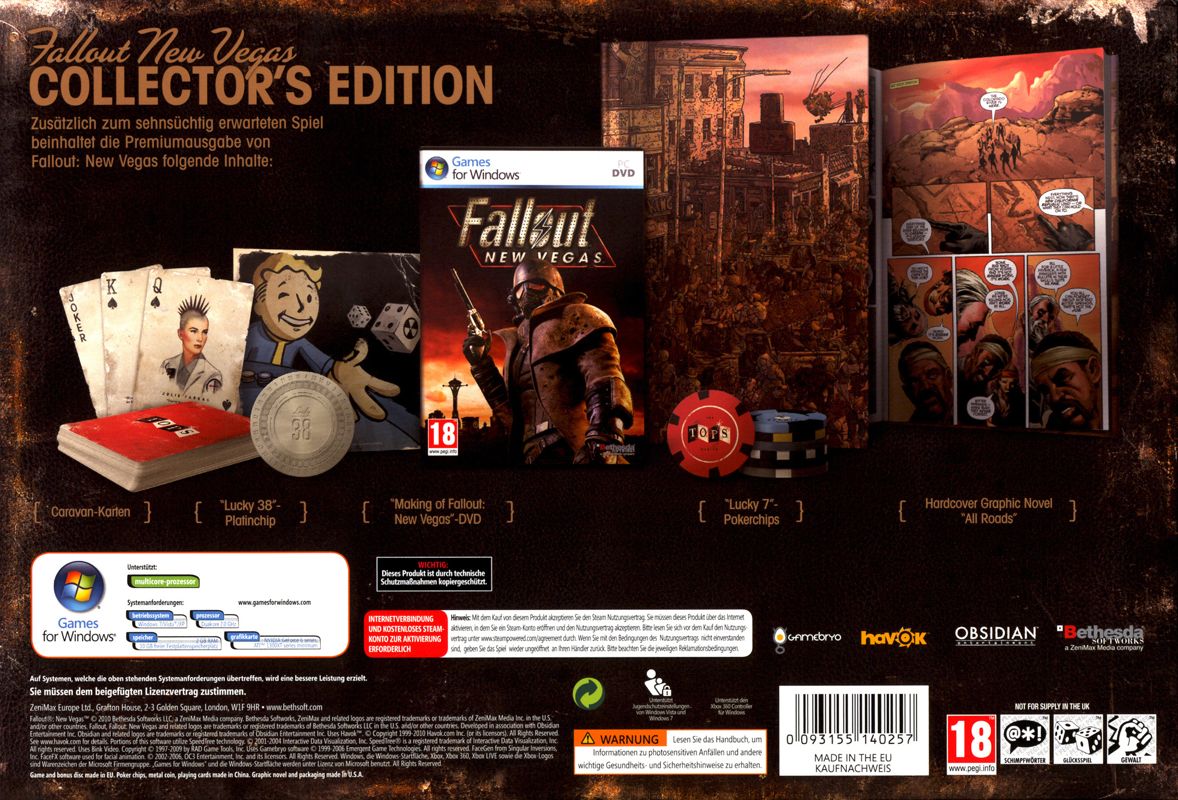 Back Cover for Fallout: New Vegas (Collector's Edition) (Windows)