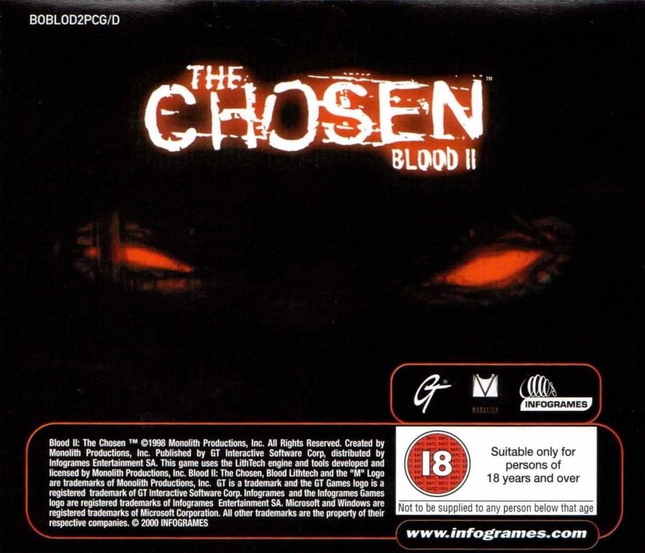 Other for Blood II: The Chosen (Windows) (Best of Infogrames release): Jewel Case - Back Cover