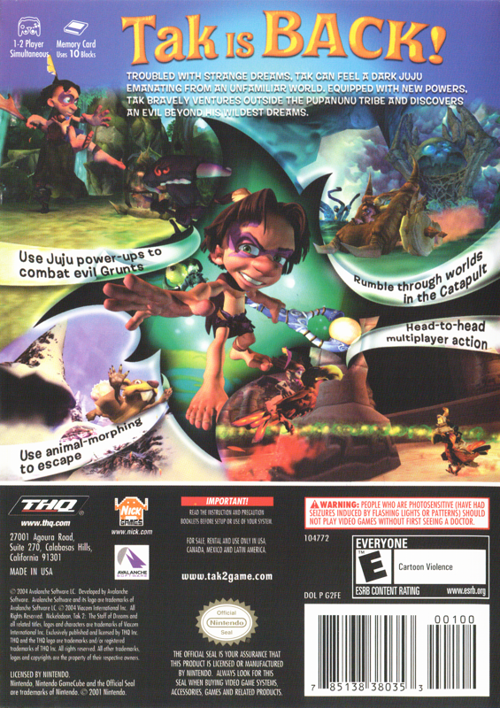 Back Cover for Tak 2: The Staff of Dreams (GameCube)