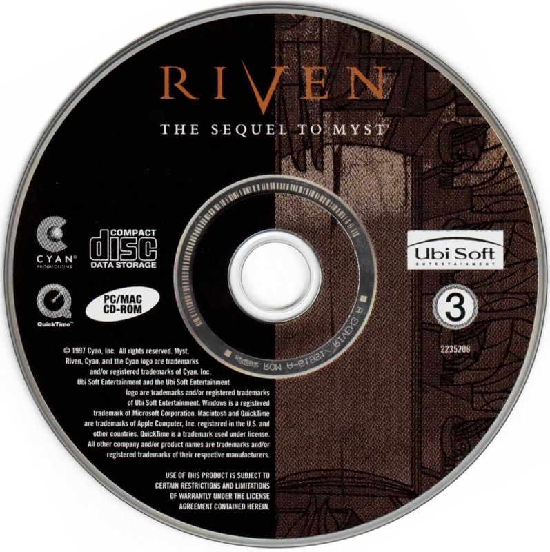 Media for Riven: The Sequel to Myst (Macintosh and Windows) (Ubisoft Exclusive release): Disc 3