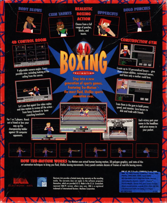 Back Cover for 4-D Boxing (DOS) (Bundled / OEM Software (comes free with ATI Stereo F/X))