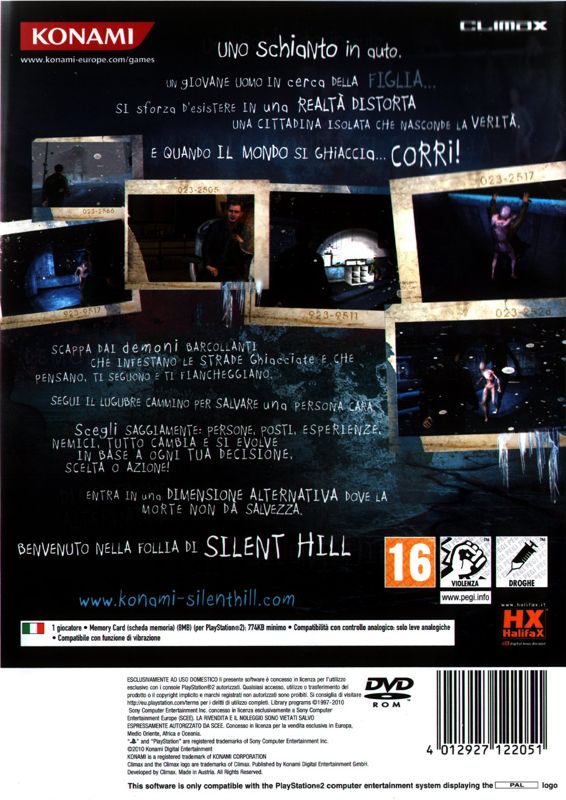 Back Cover for Silent Hill: Shattered Memories (PlayStation 2)