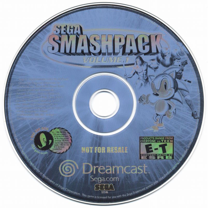 Media for Sega Smash Pack: Volume 1 (Dreamcast) (Not for Resale)