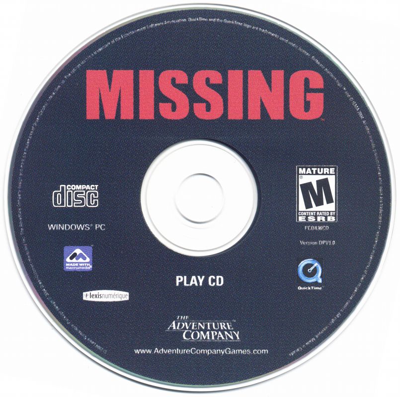 Media for Missing: Game of the Year Edition (Windows): Play Disc