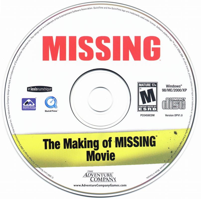 Media for Missing: Game of the Year Edition (Windows): The Making Of Missing Disc