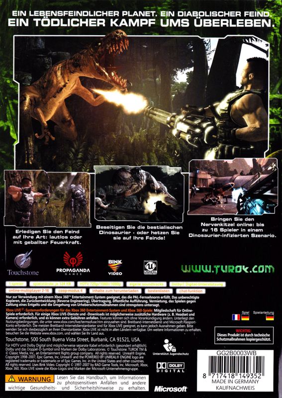 Back Cover for Turok (Xbox 360)