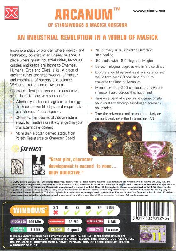 Arcanum: Of Steamworks & Magick Obscura cover or packaging material ...