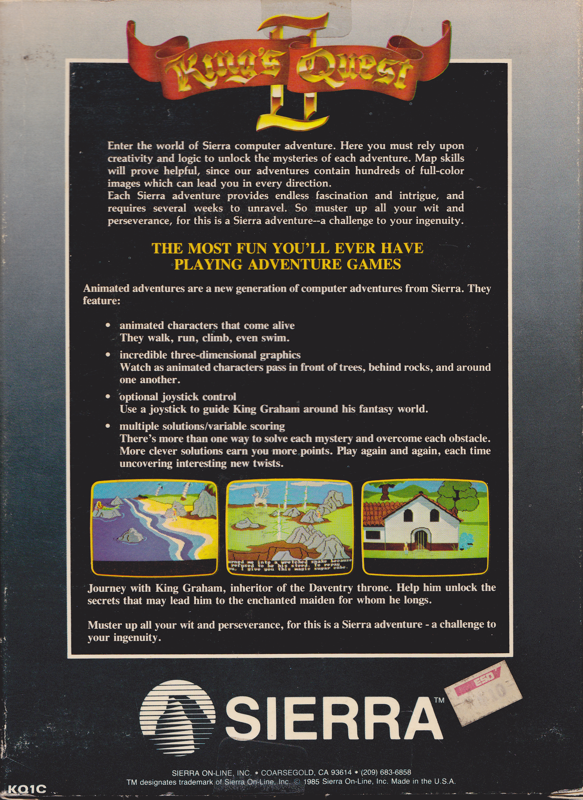 Back Cover for King's Quest II: Romancing the Throne (Apple II)