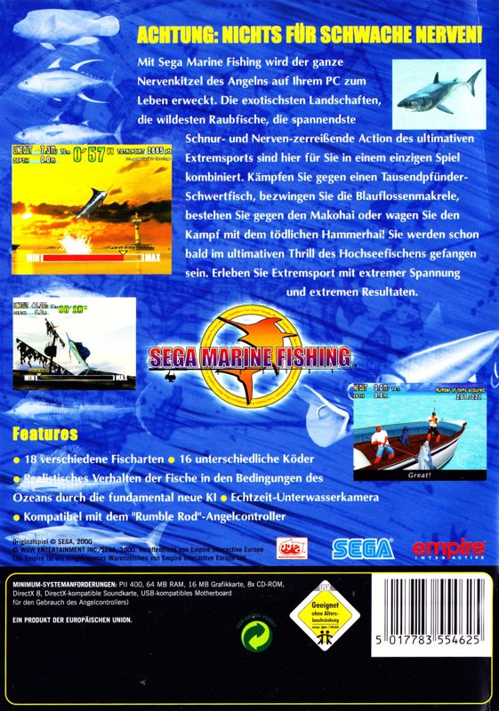 Back Cover for SEGA Marine Fishing (Windows)