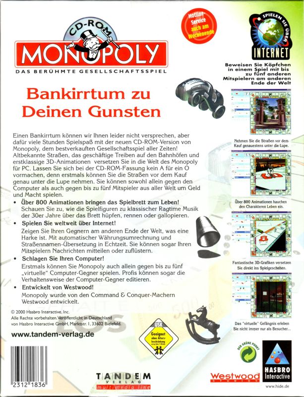 Back Cover for Monopoly (Windows) (Tandem Verlag release)