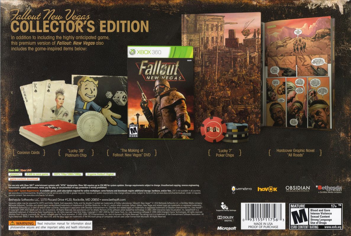 Back Cover for Fallout: New Vegas (Collector's Edition) (Xbox 360)