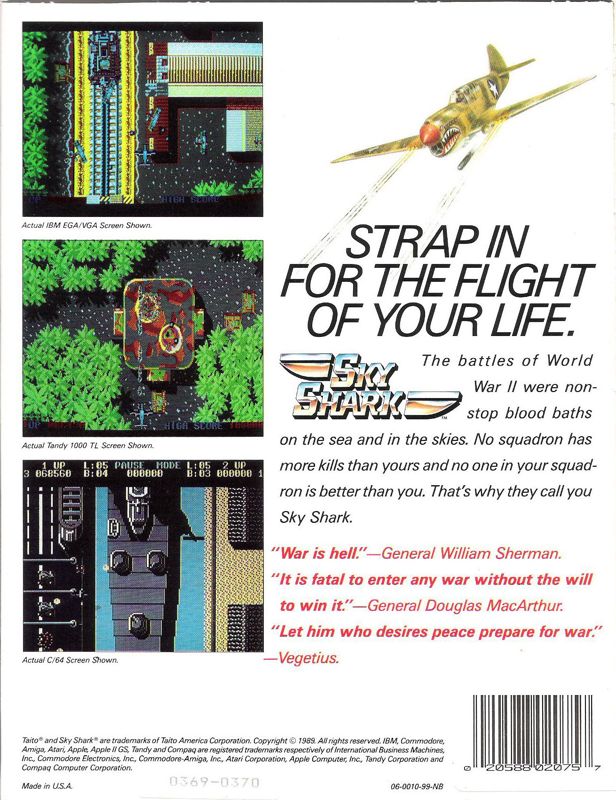 Back Cover for Sky Shark (DOS) (Dual Media release)