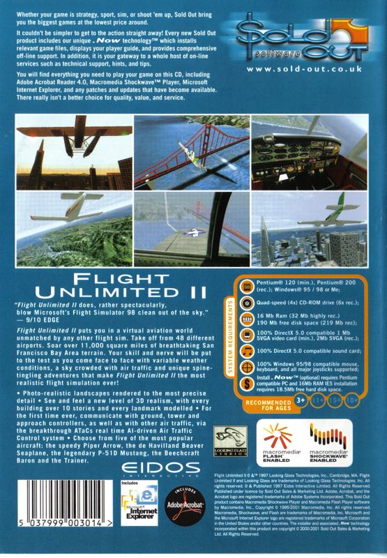 Back Cover for Flight Unlimited II (Windows) (Sold Out Software release)