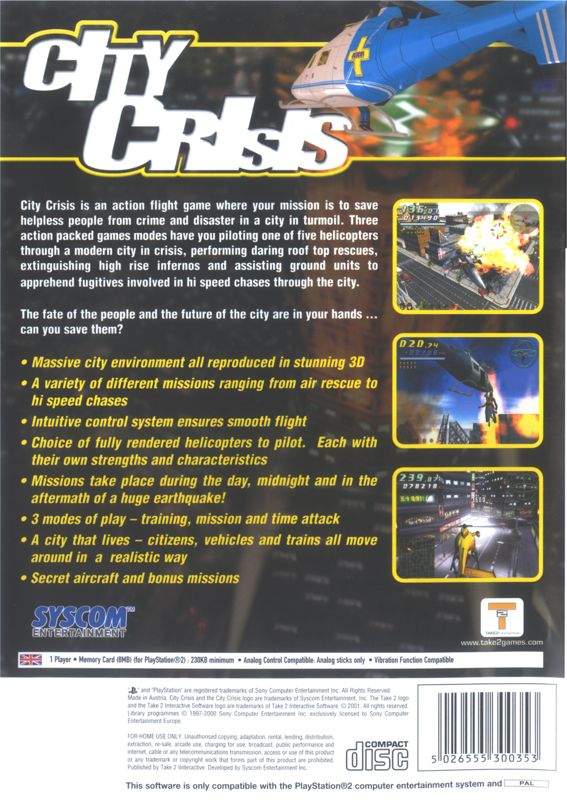 Back Cover for City Crisis (PlayStation 2)