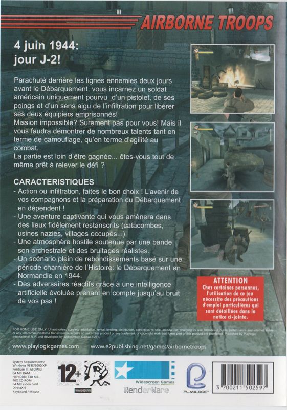Back Cover for Airborne Troops: Countdown to D-Day (Windows)