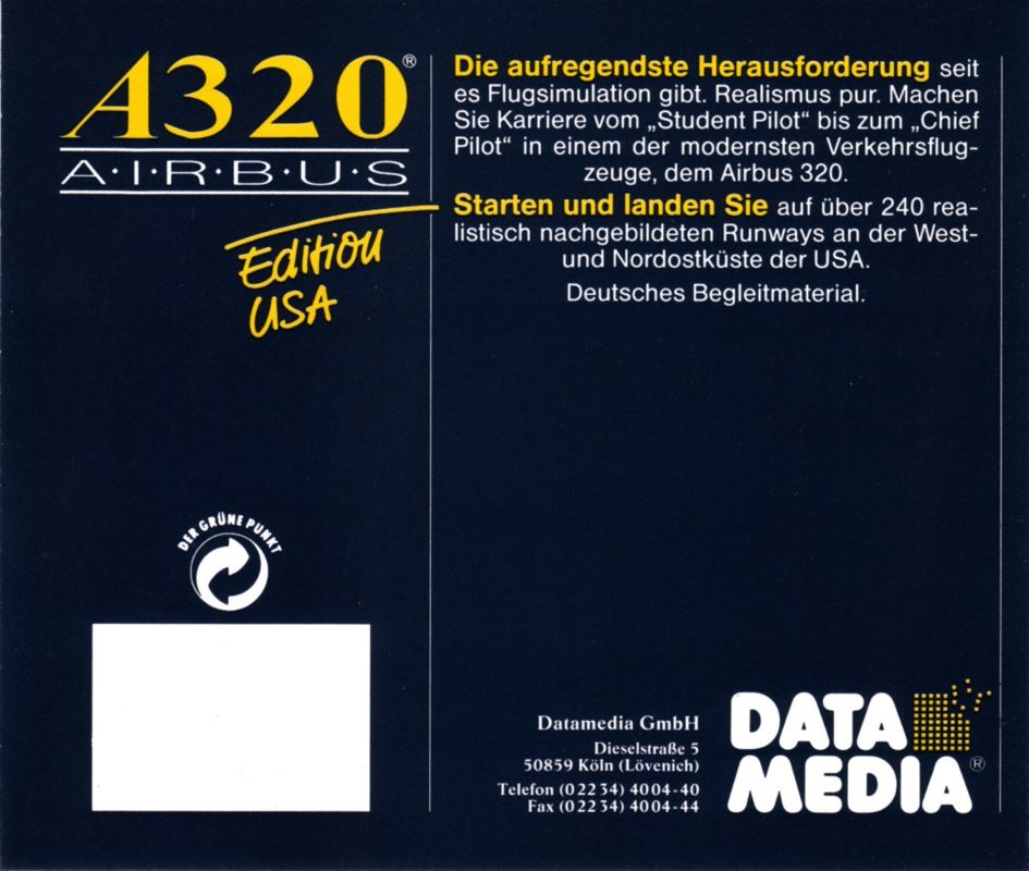 Other for A320 Airbus: Edition USA (DOS): Jewel Case - Back