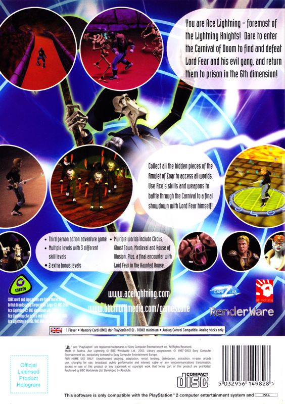 Back Cover for Ace Lightning (PlayStation 2)