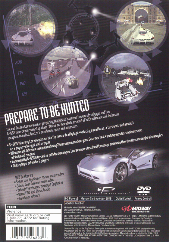 Back Cover for Spy Hunter (PlayStation 2) (Greatest Hits release)