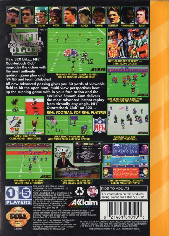 Back Cover for NFL Quarterback Club (SEGA 32X)