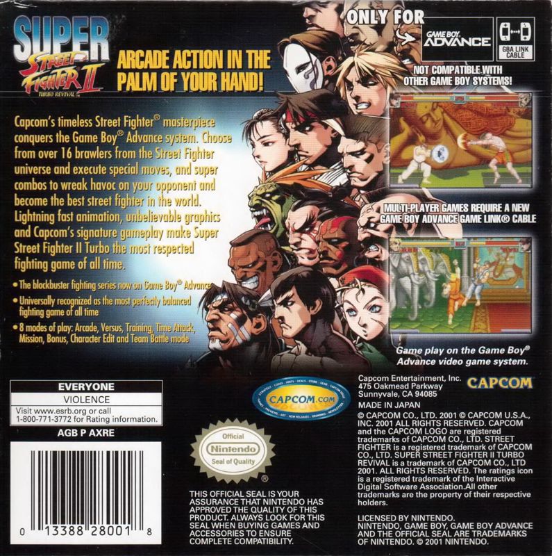 Back Cover for Super Street Fighter II: Turbo Revival (Game Boy Advance)