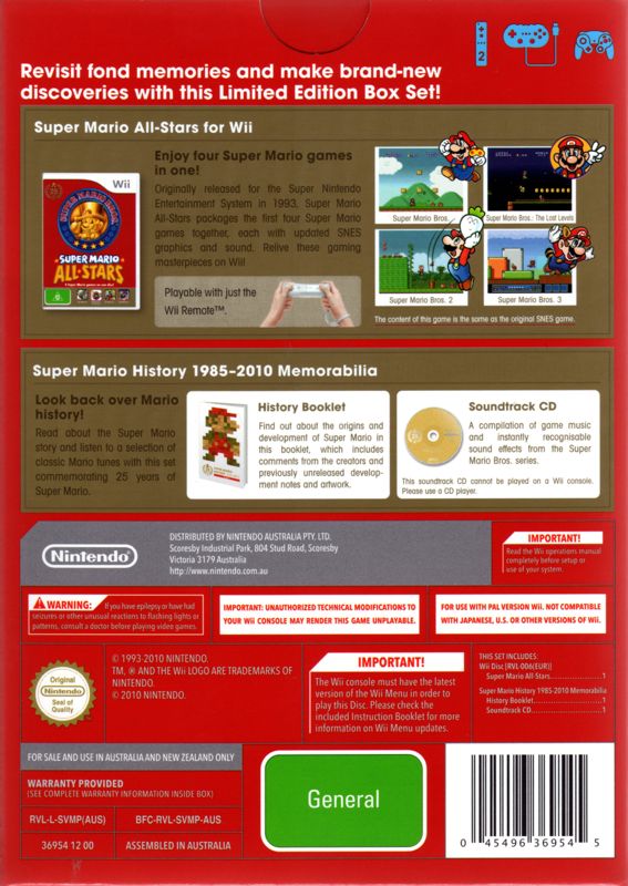 Back Cover for Super Mario All-Stars: Limited Edition (Wii)