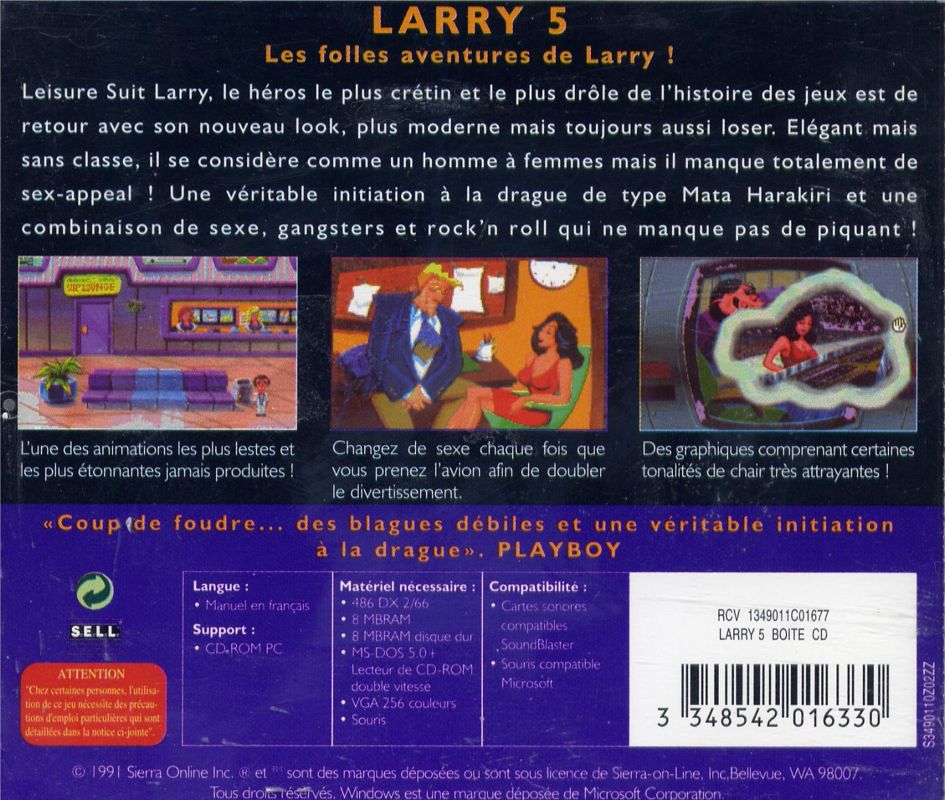 Back Cover for Leisure Suit Larry 5: Passionate Patti Does a Little Undercover Work (DOS) (Sierra Originals release)