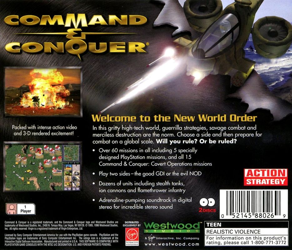 Back Cover for Command & Conquer (PlayStation)