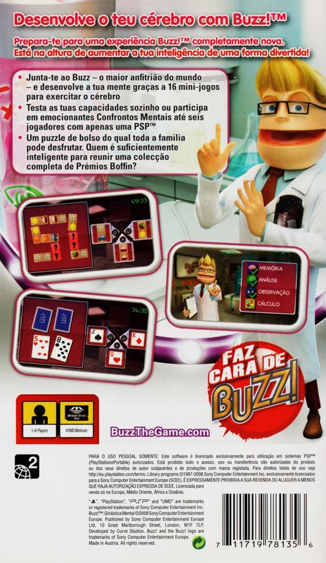 Back Cover for Buzz! Brain Bender (PSP)
