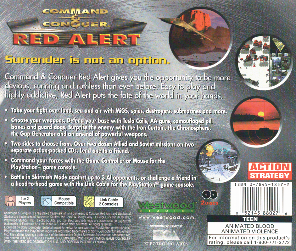 Back Cover for Command & Conquer: Red Alert (PlayStation)