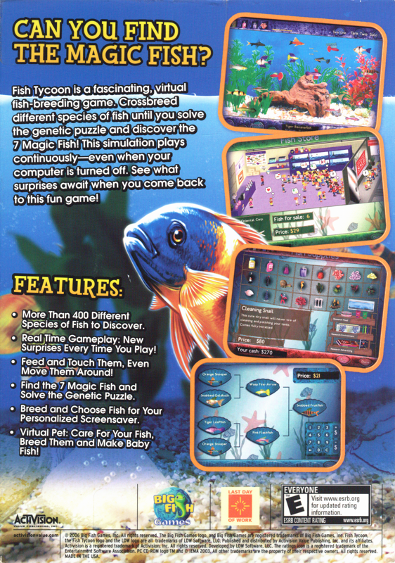 Back Cover for Fish Tycoon (Windows)