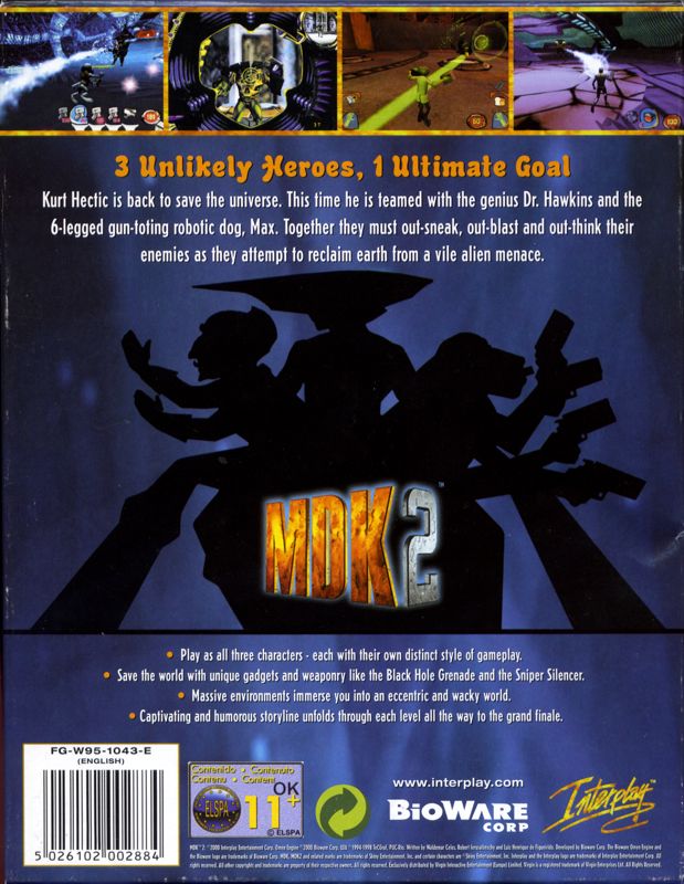 Back Cover for MDK 2 (Windows) (Re-release)