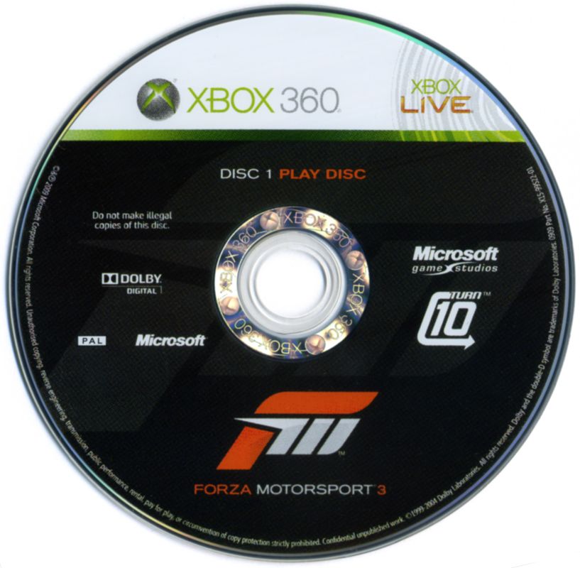 Media for Forza Motorsport 3 (Xbox 360): Game disc